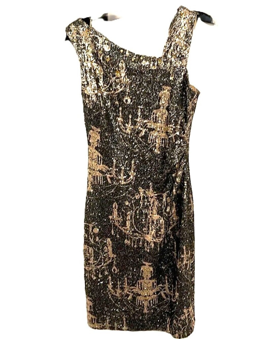 Kay Unger Chandelier design black and champagne gold sequins
